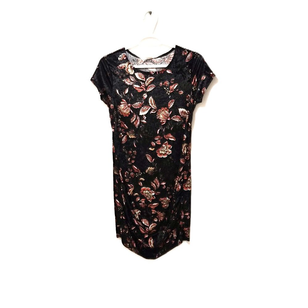 VTG Y2K Velour Floral Maternity Dress USA Size M Whimsigoth Boho Romantic Floral